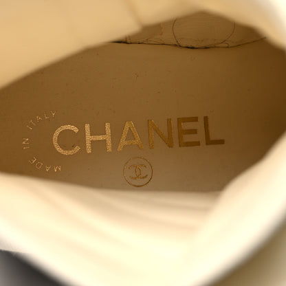 Chanel Fabric Lace Up Combat Boots 39 White 8 of 14