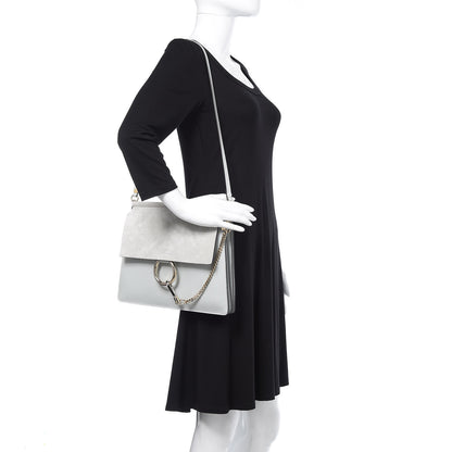 Chloe Calfskin Suede Medium Faye Shoulder Bag Airy Grey 2 of 10