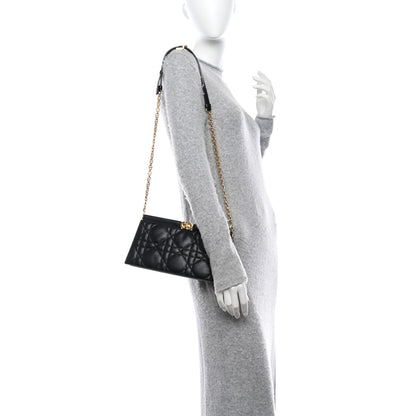 Christian Dior Lambskin Cannage Caro Colle Noire Clutch With Chain Black 2 of 10