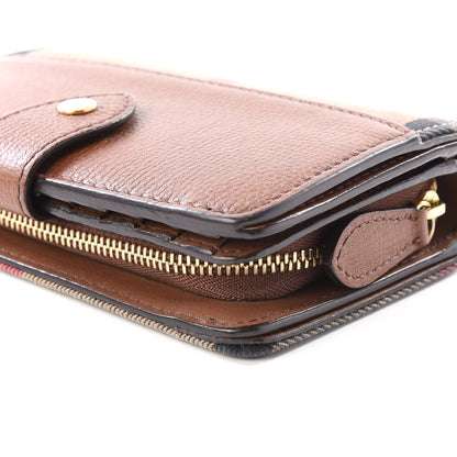 Burberry Calfskin House Check Compact Wallet Tan 9 of 11