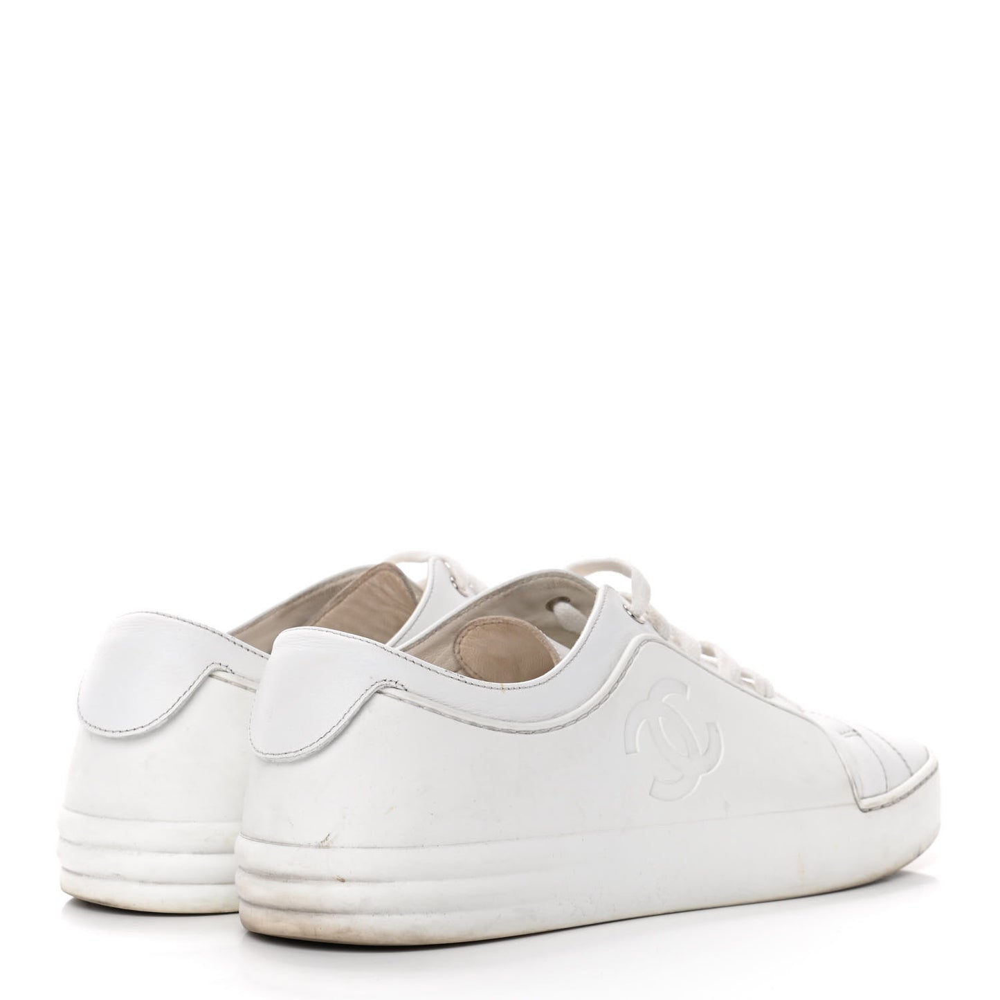 Calfskin Gum Womens CC Sneakers 39 White