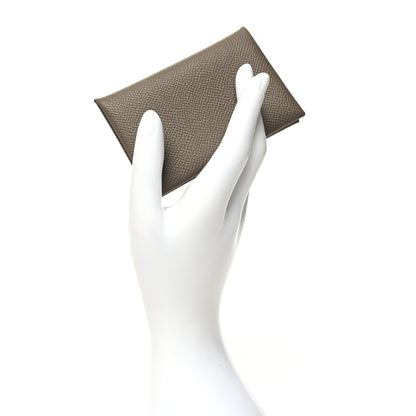 Hermes Epsom Calvi Card Case Etoupe 2 of 13