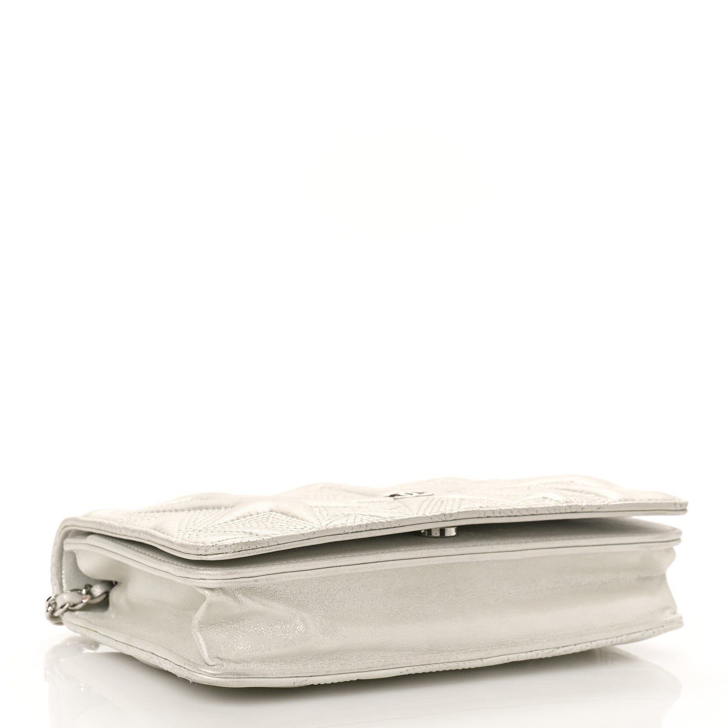 Chanel Metallic Lambskin Star Embossed Wallet On Chain WOC Silver 4 of 10