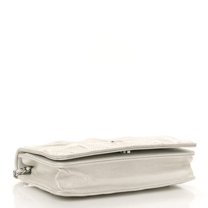 Chanel Metallic Lambskin Star Embossed Wallet On Chain WOC Silver 4 of 10