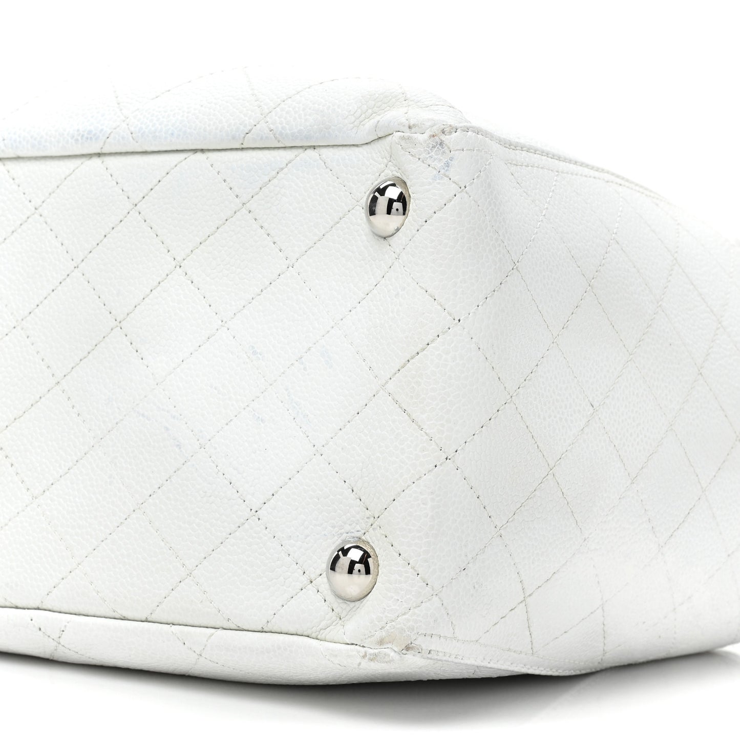 Grained Calfskin CC Pocket Tote White