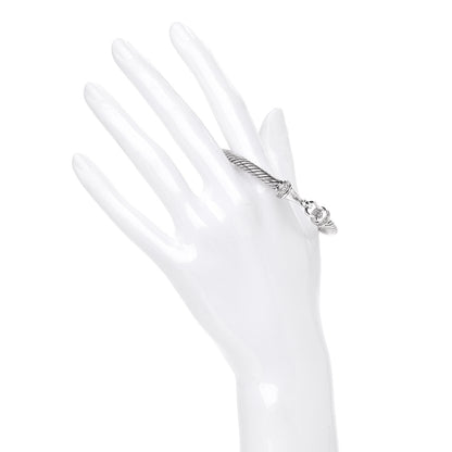 David Yurman Sterling Silver 18K White Gold Diamond 5mm Cable Buckle Bracelet 2 of 4
