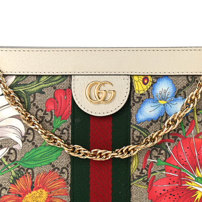 Gucci GG Supreme Monogram Flora Web Small Ophidia Chain Shoulder Bag White 9 of 12