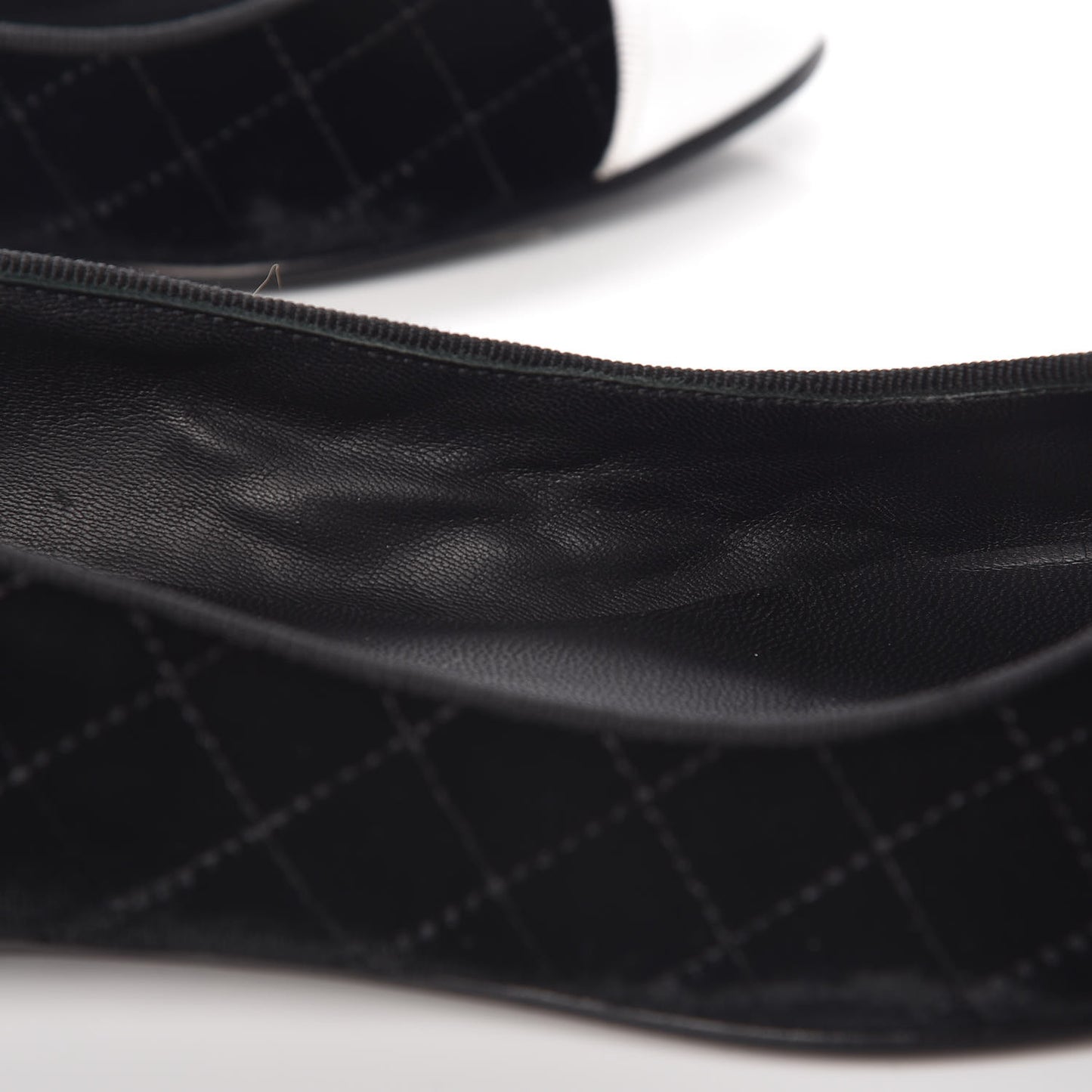 Velvet Lambskin Cap Toe Ballerina Flats 36.5 Black