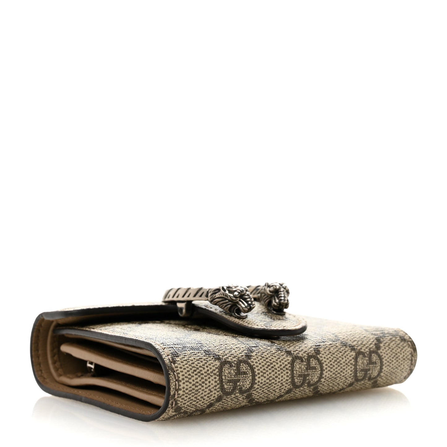 GG Supreme Monogram Dionysus Card Case Wallet Beige Taupe