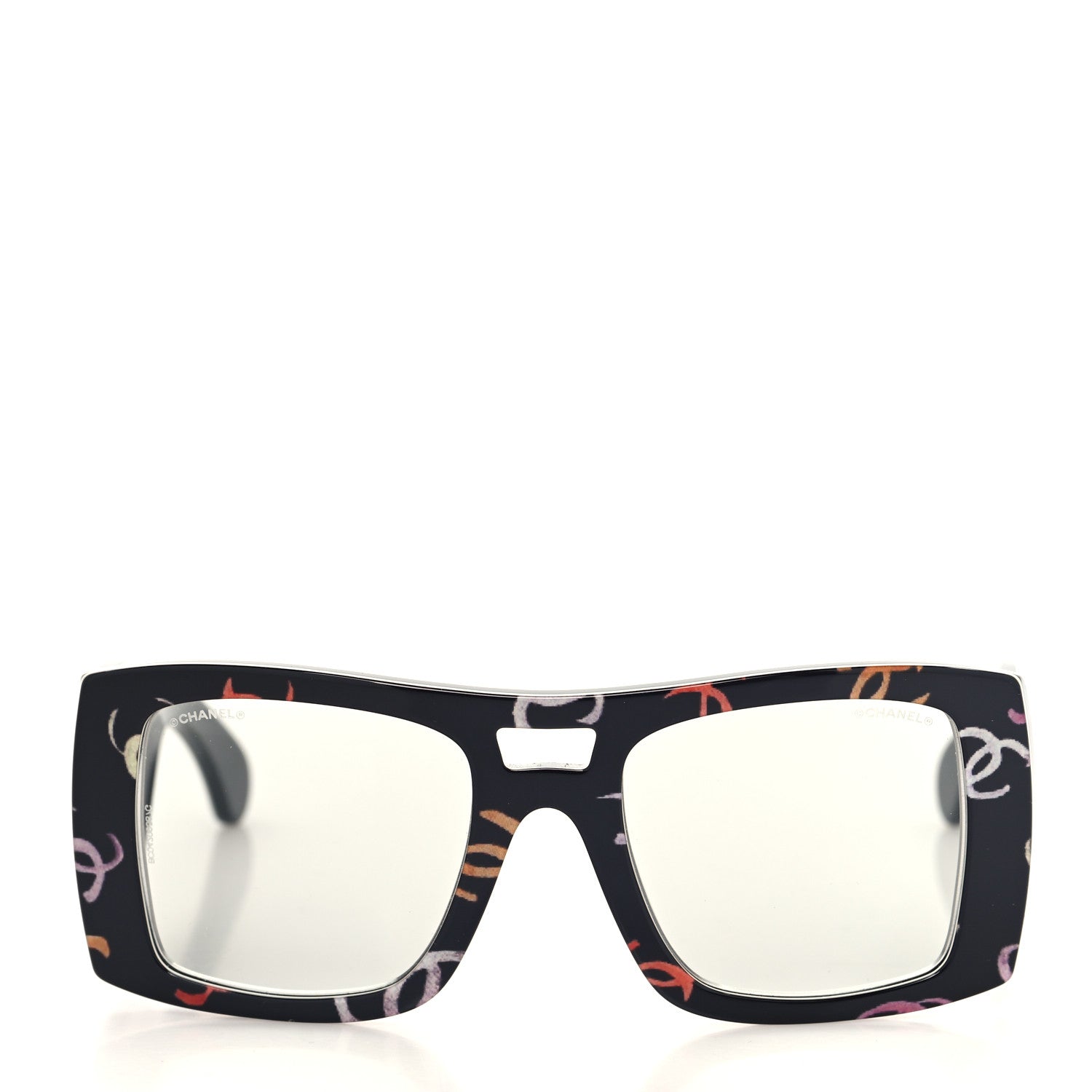 Chanel Acetate CC Logo Square Sunglasses 71628 Black Multicolor 2 of 8