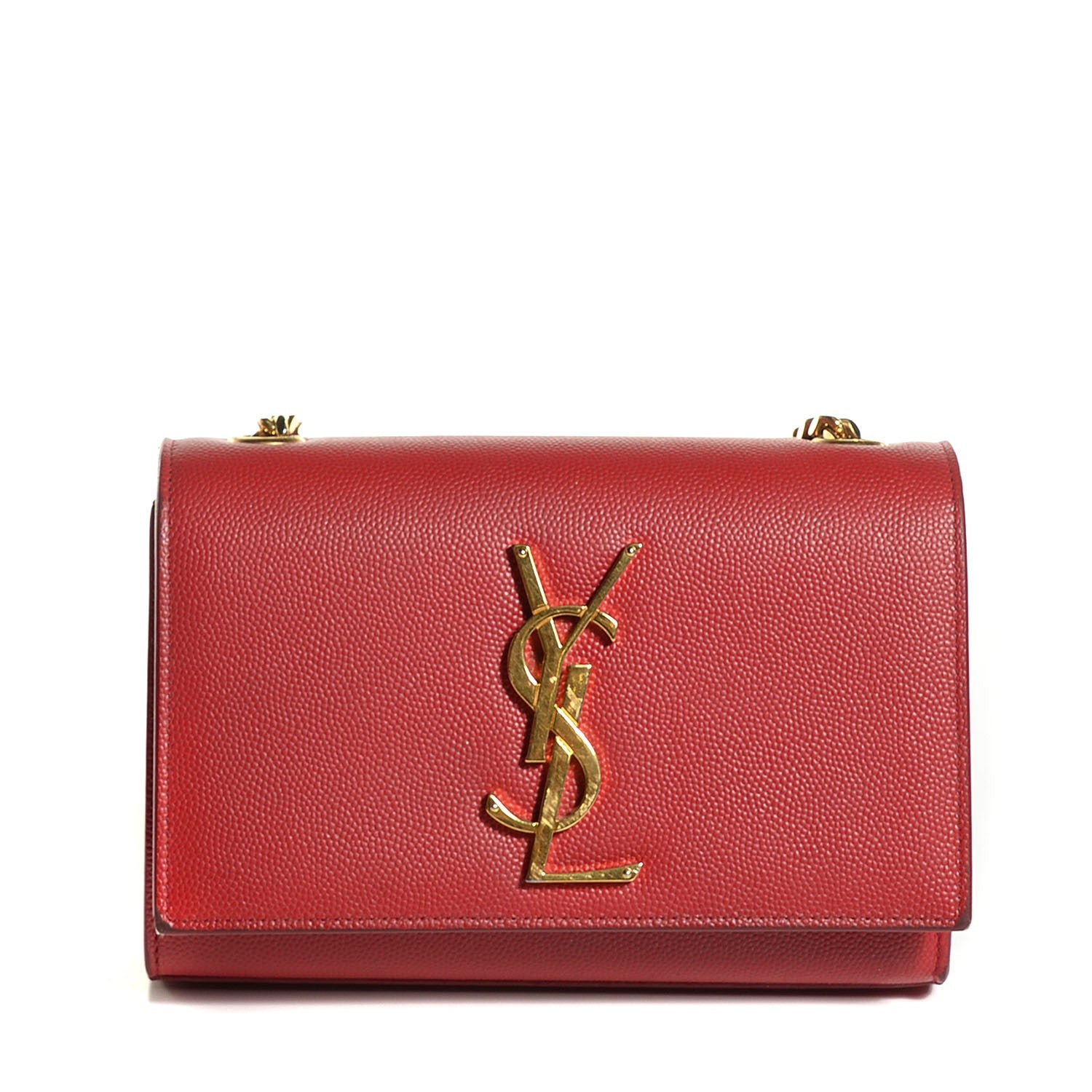 Saint Laurent Grain De Poudre Small Classic Monogram Satchel Red 1 of 9