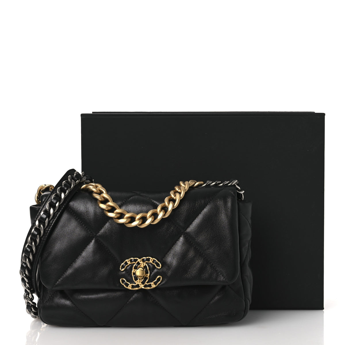 Chanel Lambskin Quilted Medium Chanel 19 Flap Black 12 of 12