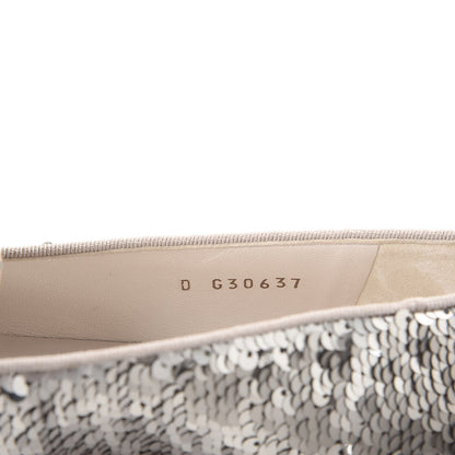 Chanel Sequin CC Loafers 36 Silver 9 of 10