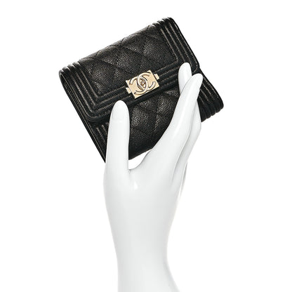 Chanel Caviar Quilted Compact Boy Wallet Black 2 of 7