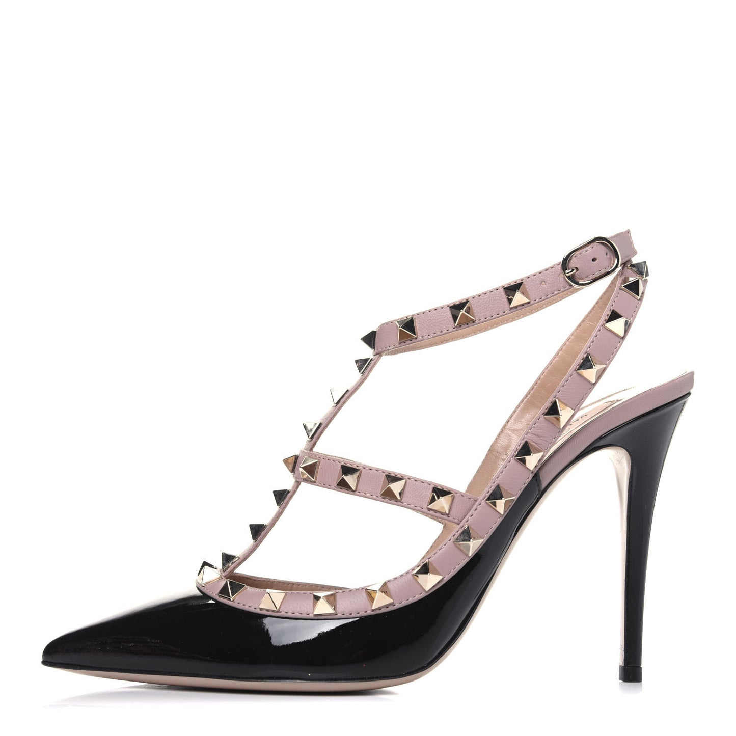 Patent Nappa Rockstud Ankle Strap 100mm Pumps 39 Black Poudre