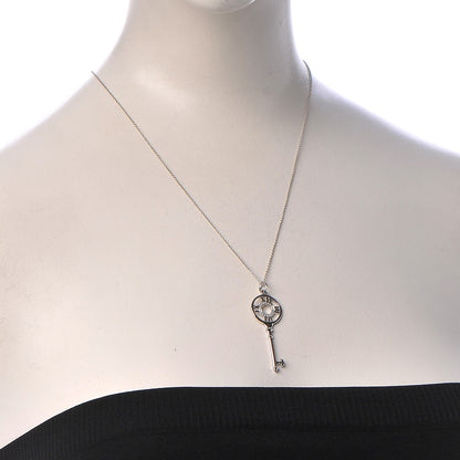 Tiffany 18K White Gold Diamond Atlas Key Pendant Necklace 2 of 8