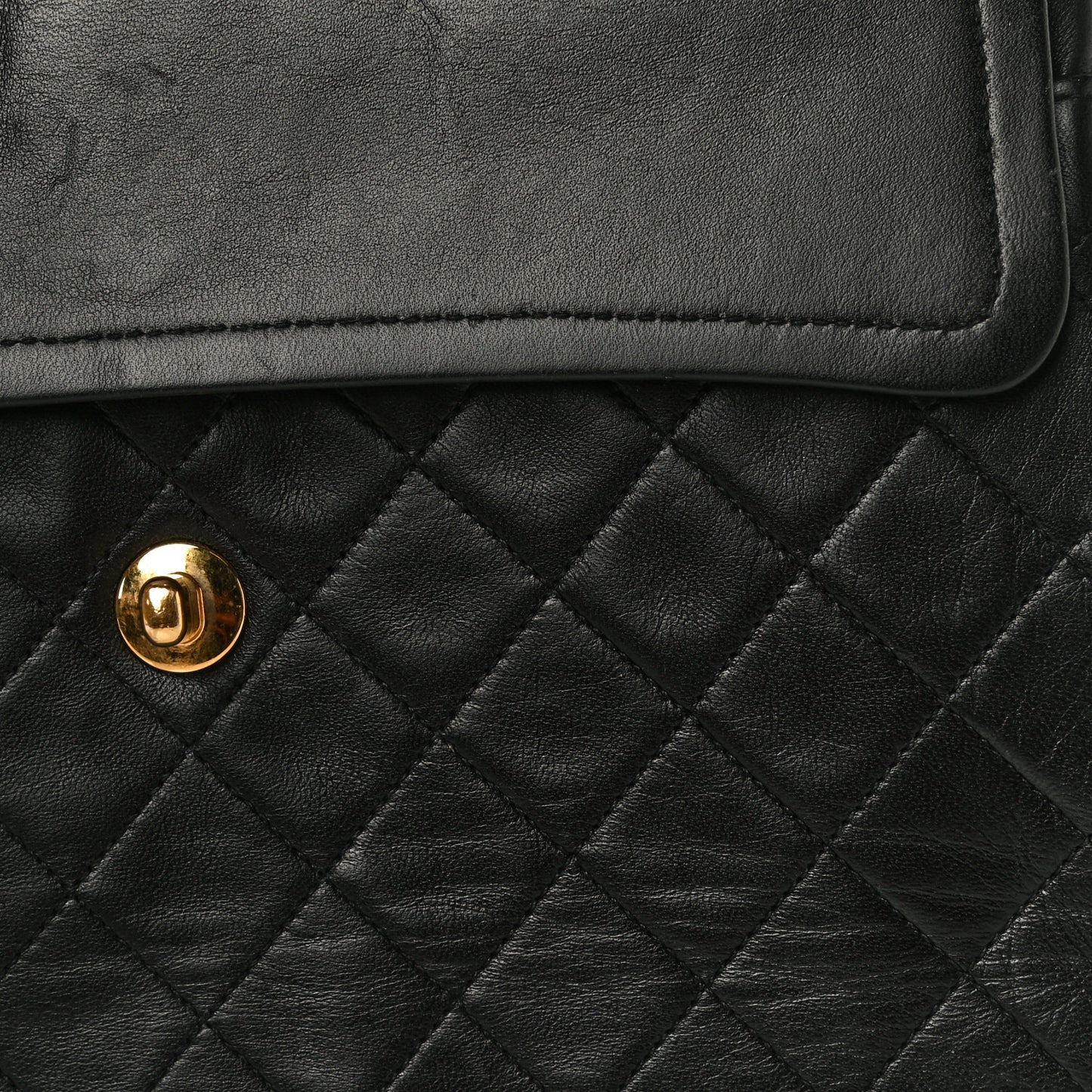 Lambskin Quilted Medium Double Flap Black