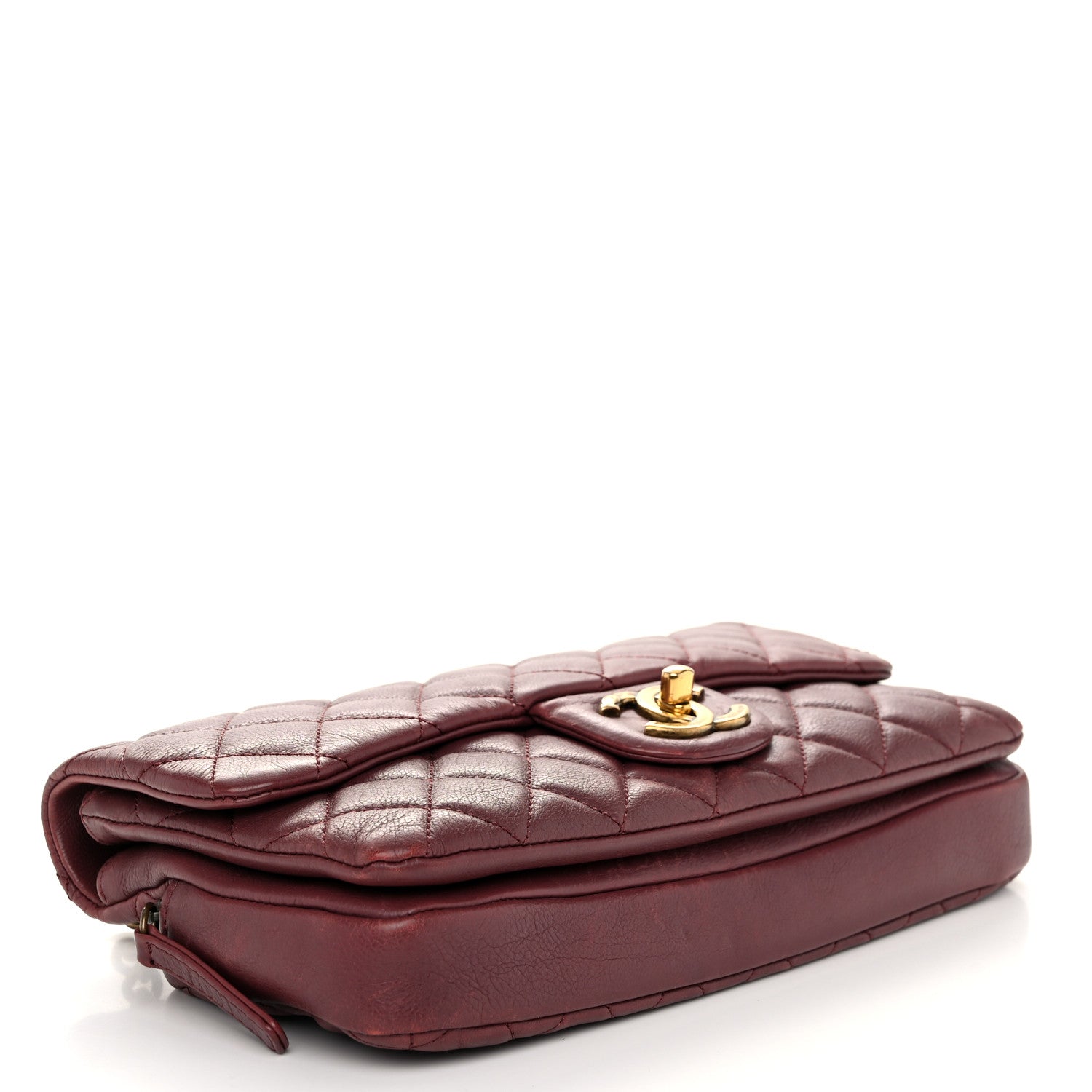 Chanel Calfskin Quilted Medium CC Crown Flap Burgundy 4 of 10