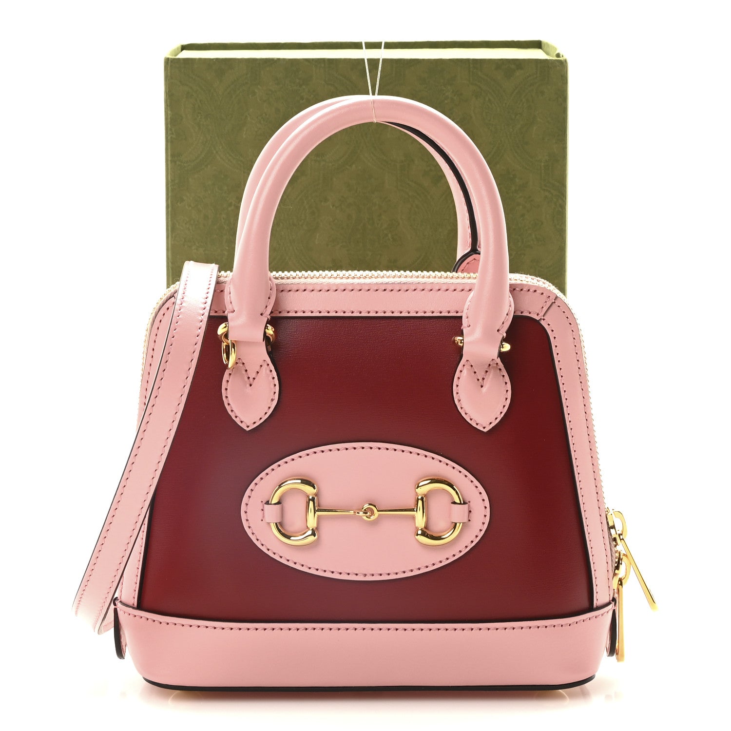 Gucci Boarded Plutone Calfskin Mini Horsebit 1955 Top Handle Bag Pink Red 11 of 11