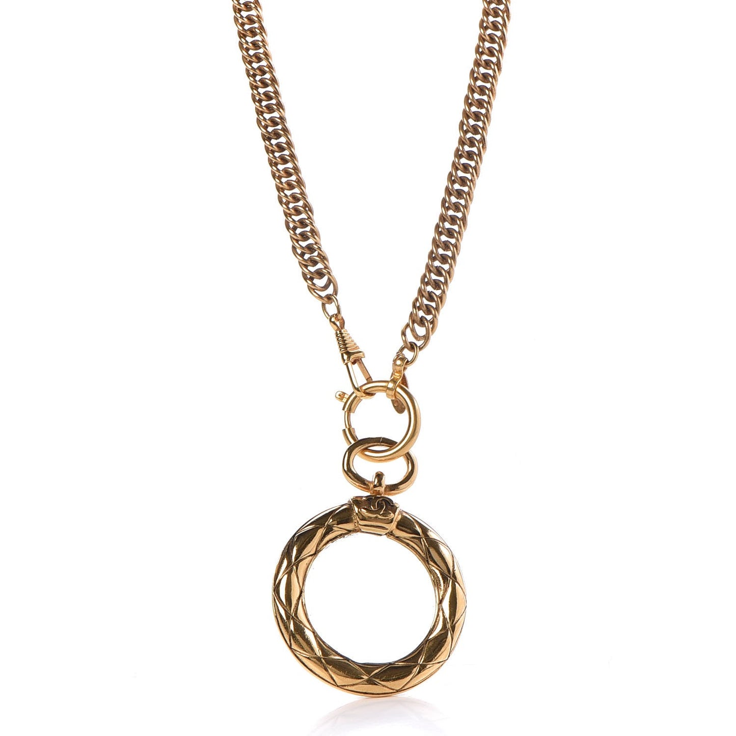 CC Quilted Loupe Chain Necklace Gold