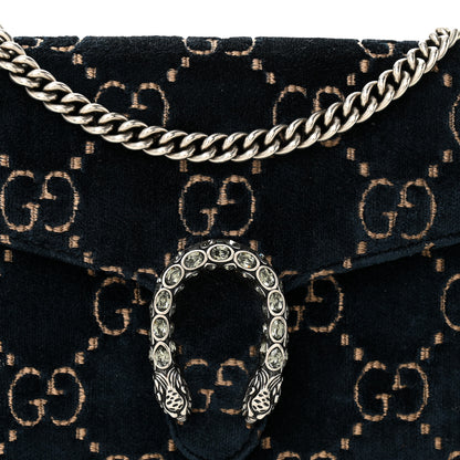 Gucci Velvet Crystal GG Monogram Mini Dionysus Chain Wallet Blue Beige Black 8 of 10