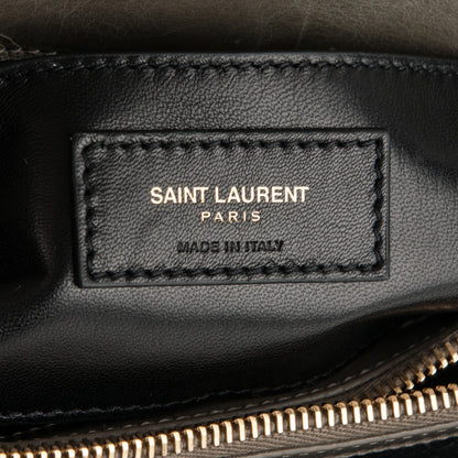 Saint Laurent Waxed Calfskin Matelasse Chevron Medium Monogram College Bag Fog Gray 6 of 6