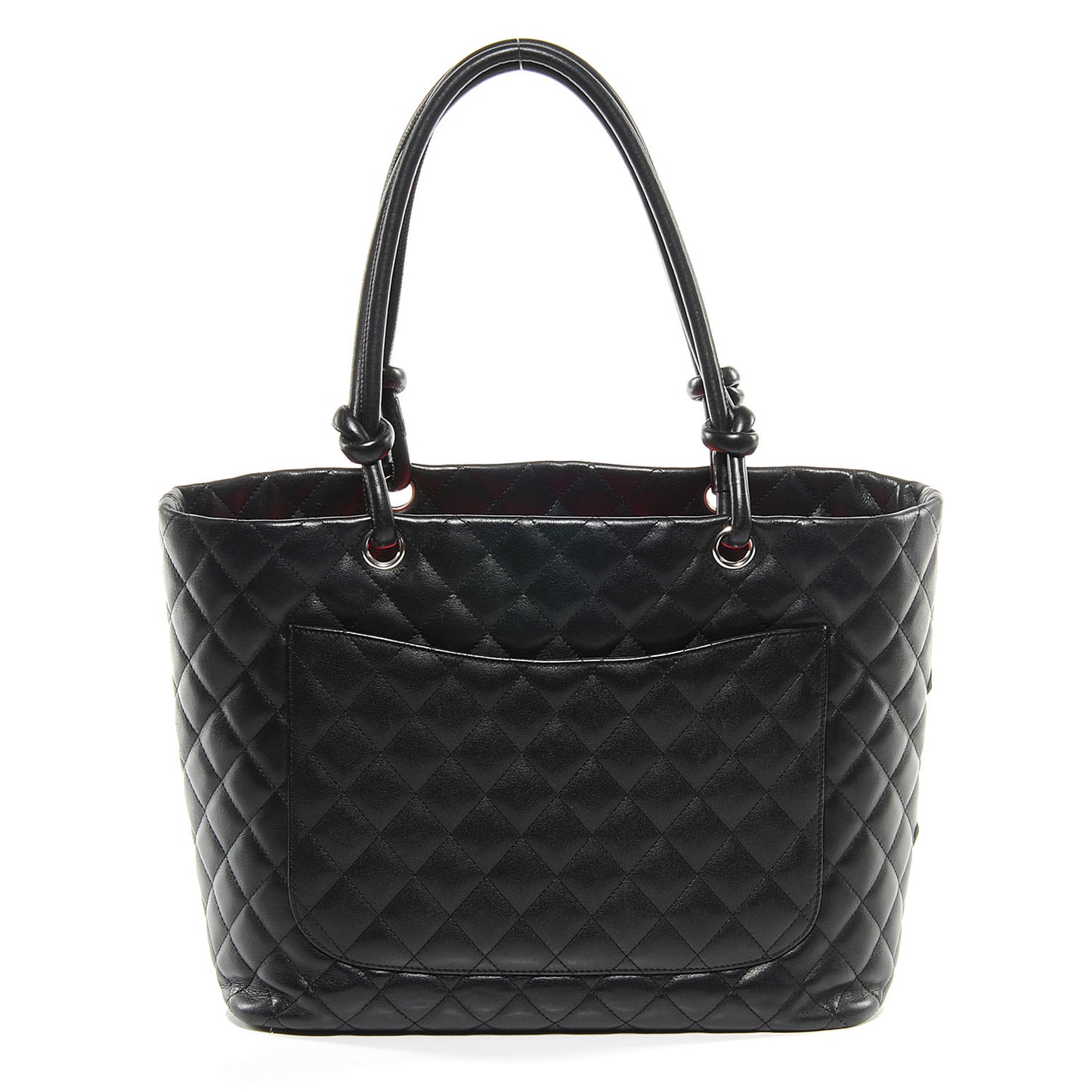 Calfskin Quilted Large Cambon Tote Black