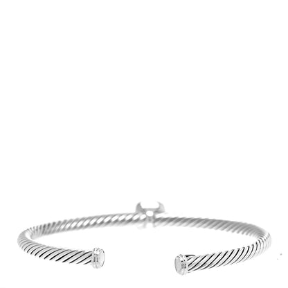 David Yurman Sterling Silver 18K Gold Blue Topaz 4mm Cable Classics Station Bracelet 3 of 5