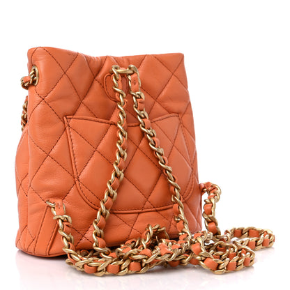 Chanel Calfskin Quilted Small CC Chain Bucket Backpack Orange 3 of 10