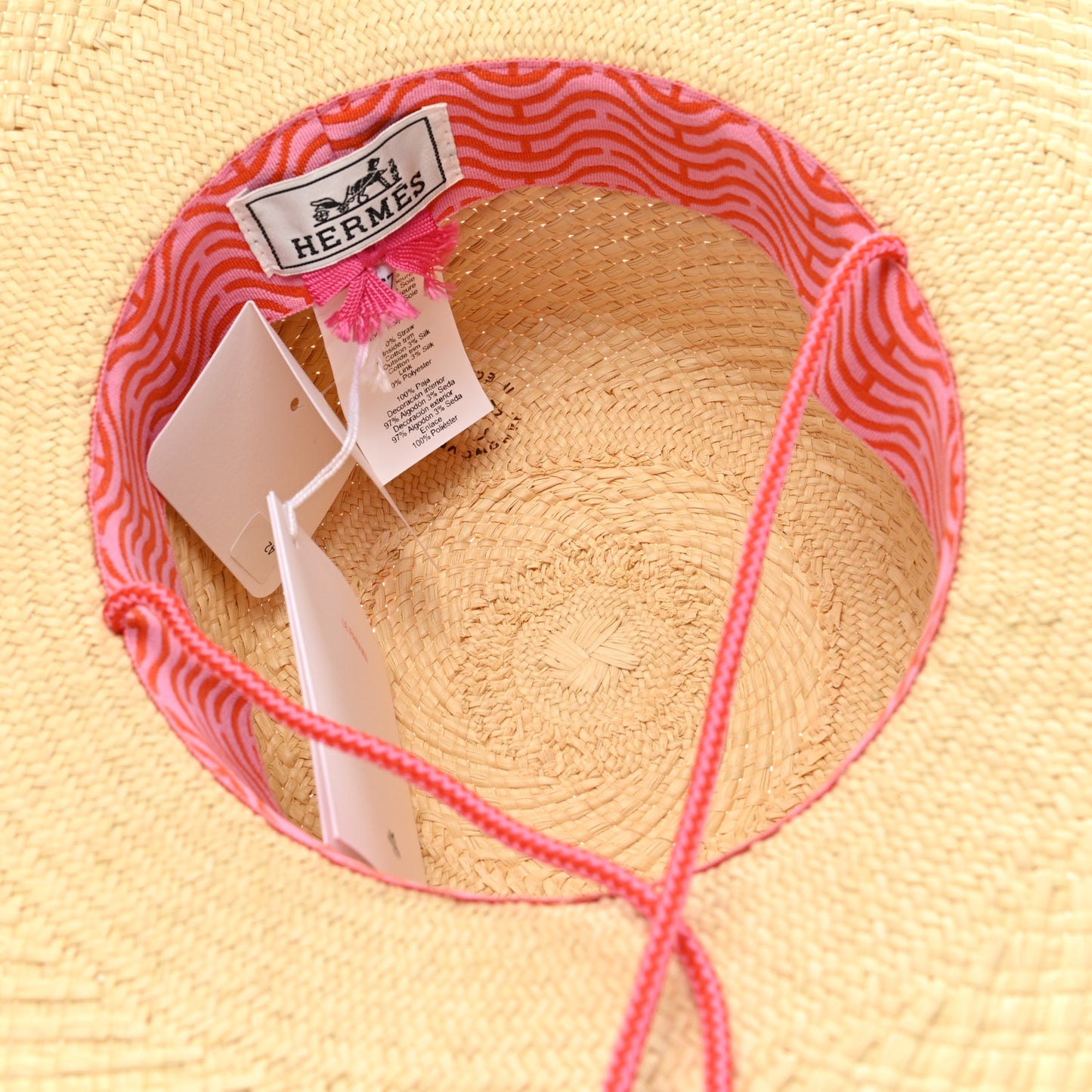 Straw Panama Elettra Hat 57 Naturel Rose Orange