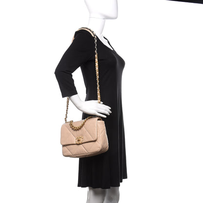Chanel Lambskin Quilted Medium 19 Flap Light Beige 2 of 11