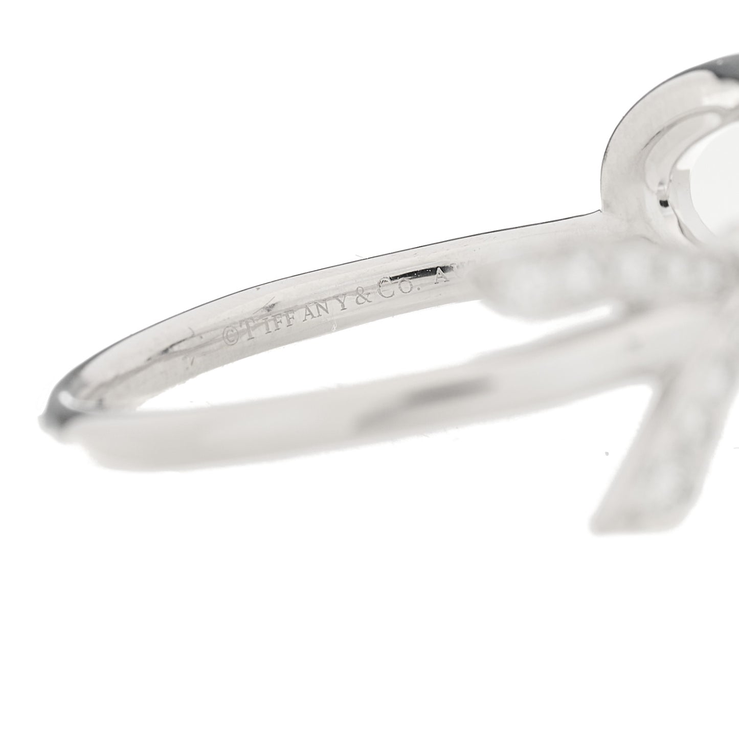 18K White Gold Diamond .35ctw Bow Ring 55 7.25