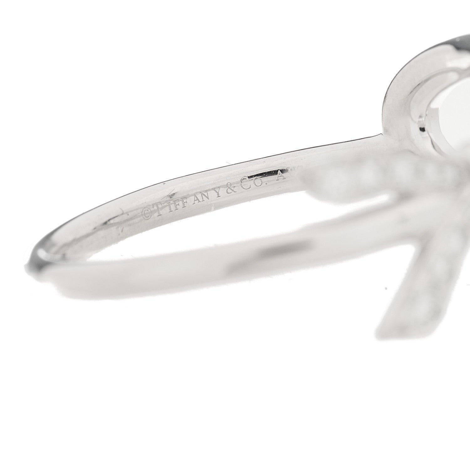 Tiffany 18K White Gold Diamond .35ctw Bow Ring 55 7.25 4 of 6