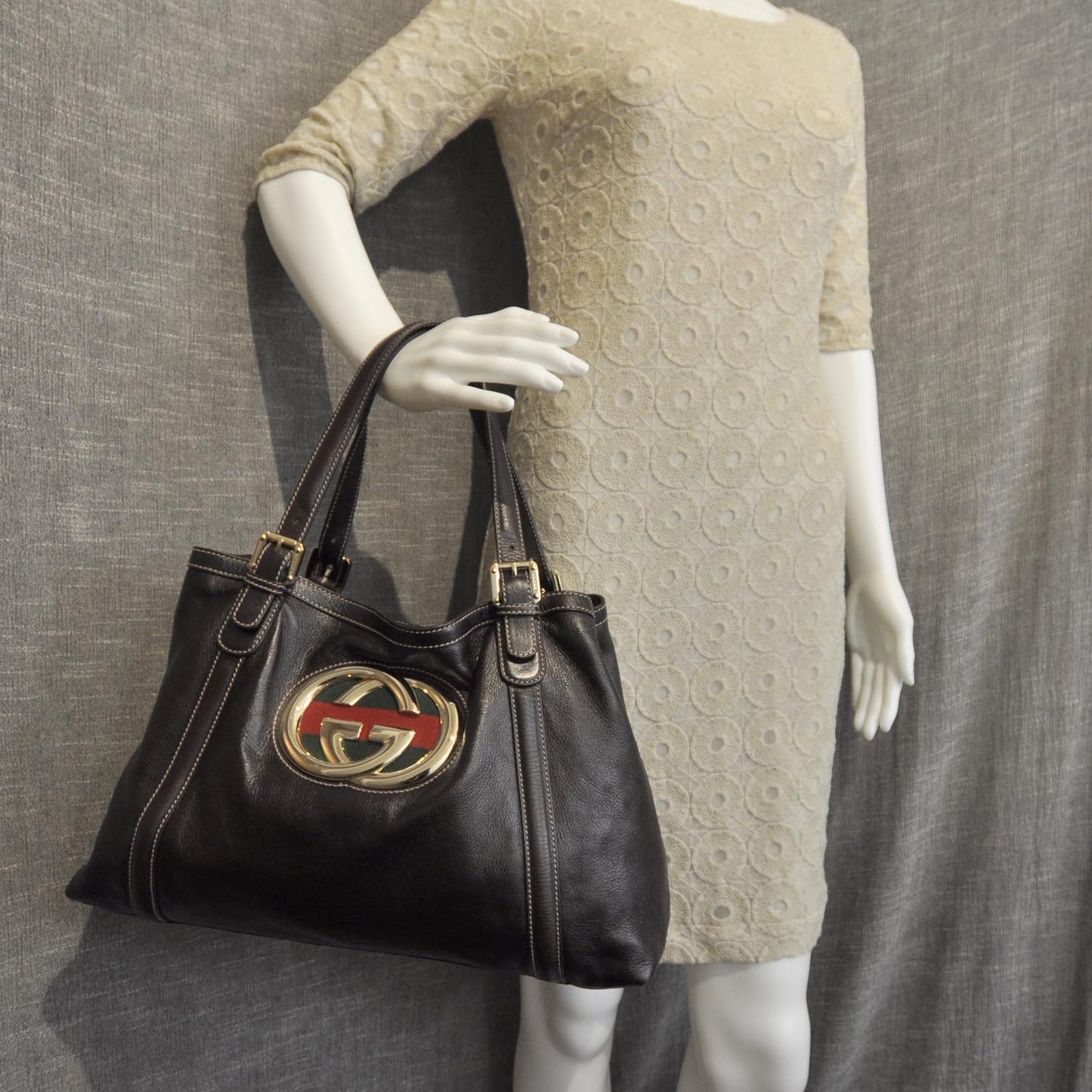 Leather Britt Tote Dark Brown