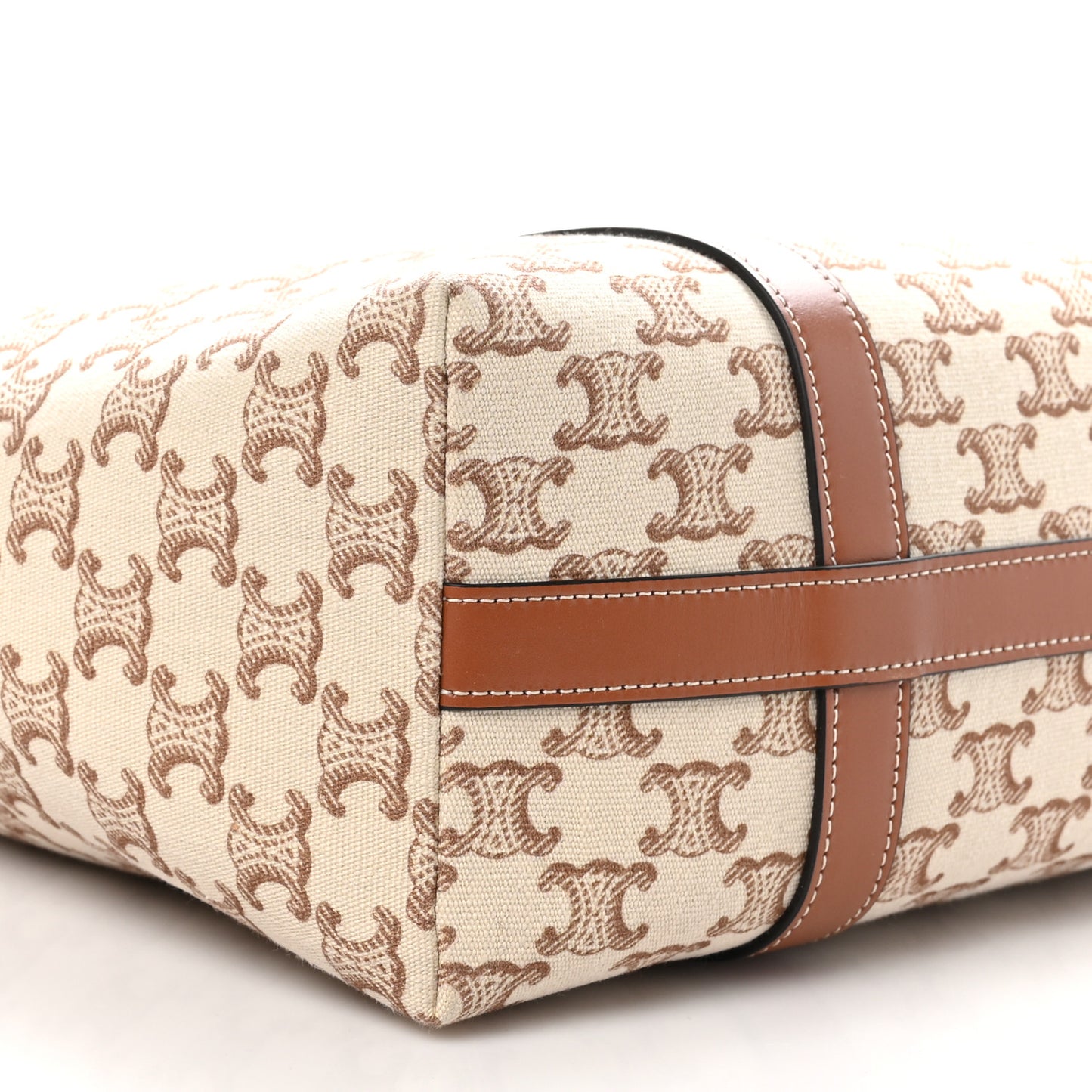 Triomphe Canvas Calfskin Museum Bag White