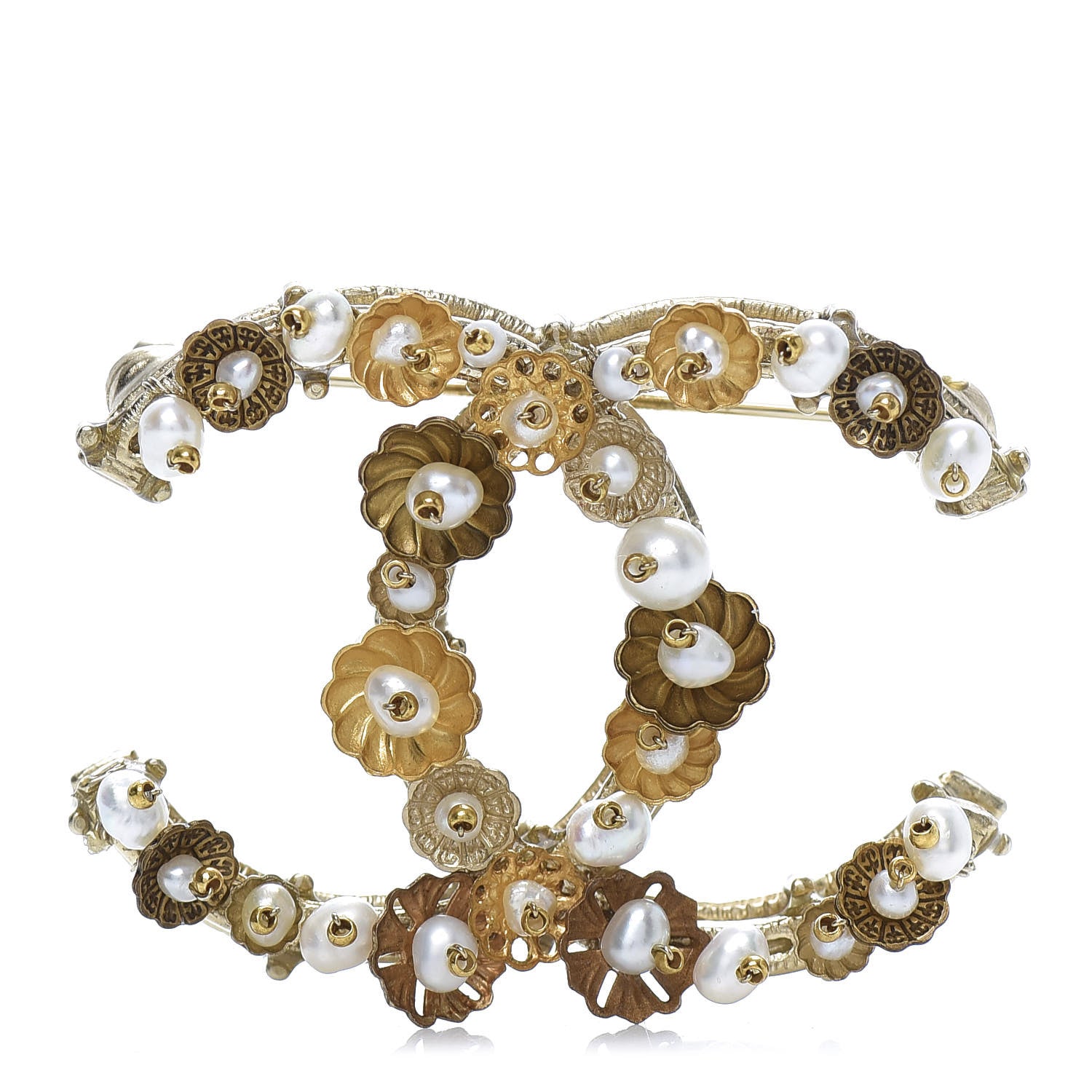 Chanel Pearl CC Brooch Gold 1 of 5