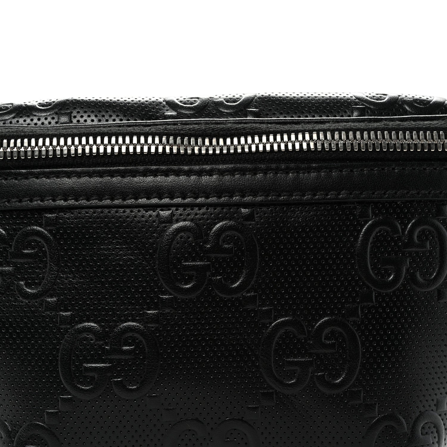 Gucci Calfskin GG Tennis Embossed Belt Bag Black 8 of 11