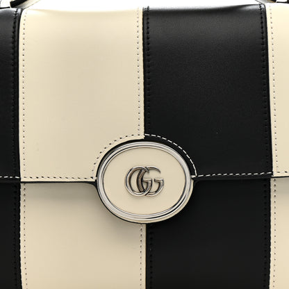 Gucci Senna Calfskin Lines Petite GG Top Handle Shoulder Bag Black Mystic White 8 of 10