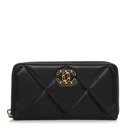 Chanel Lambskin Quilted 19 Zipped Wallet Black 1 of 9