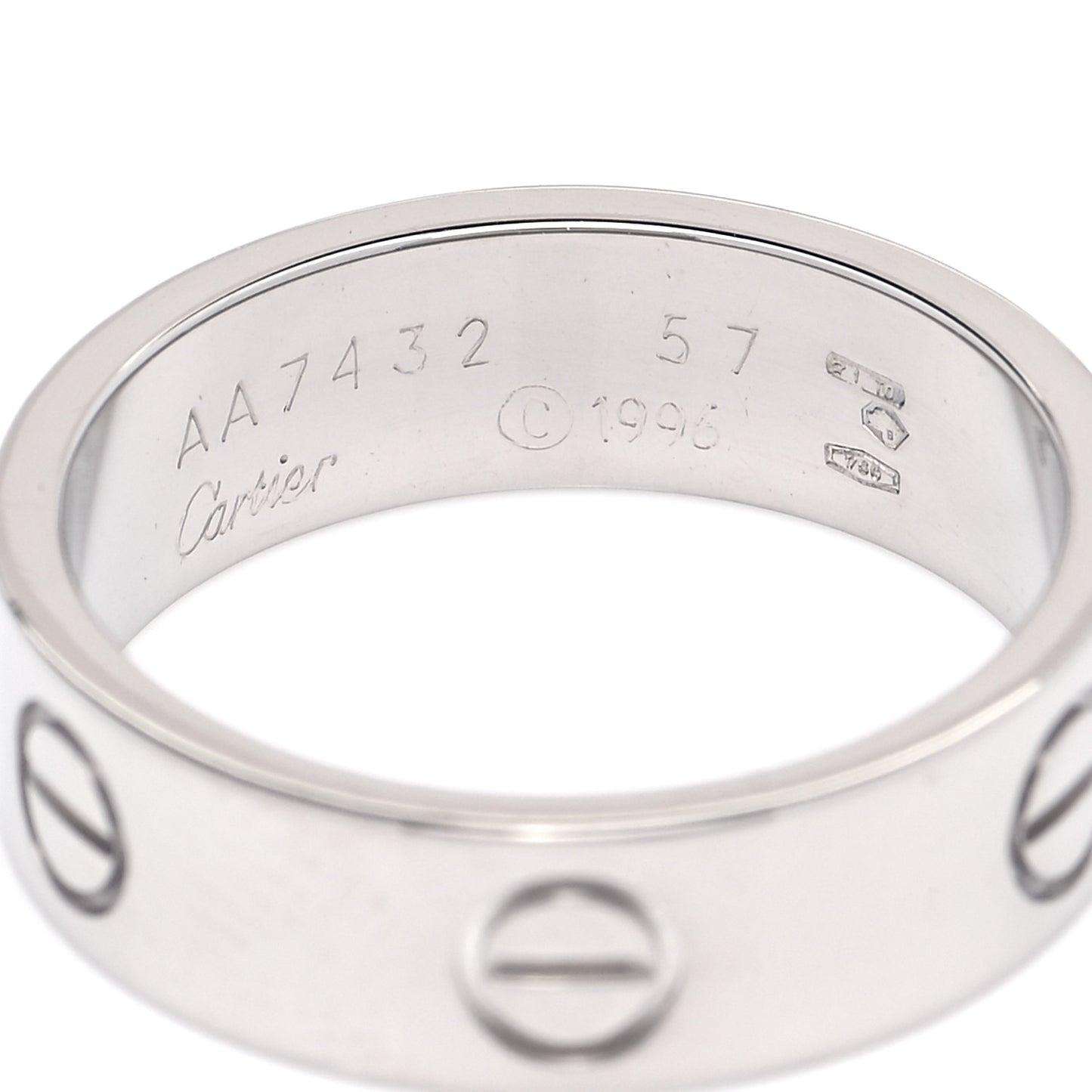 18K White Gold 5.5mm LOVE Ring 57 8