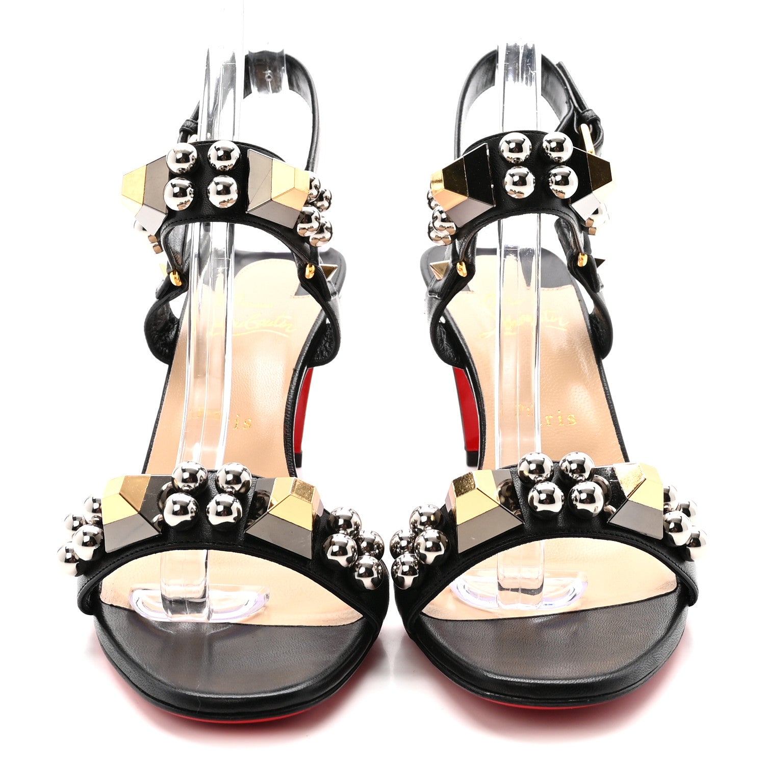 Christian Louboutin Shiny Nappa Pyrabubble 70 Sandals 40.5 Black 3 of 9