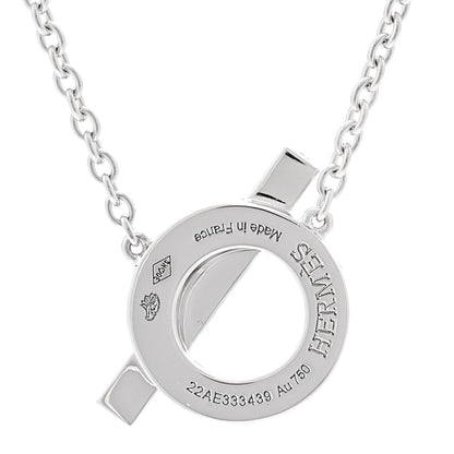 Hermes 18K White Gold Diamond Finesse Pendant Necklace 4 of 6