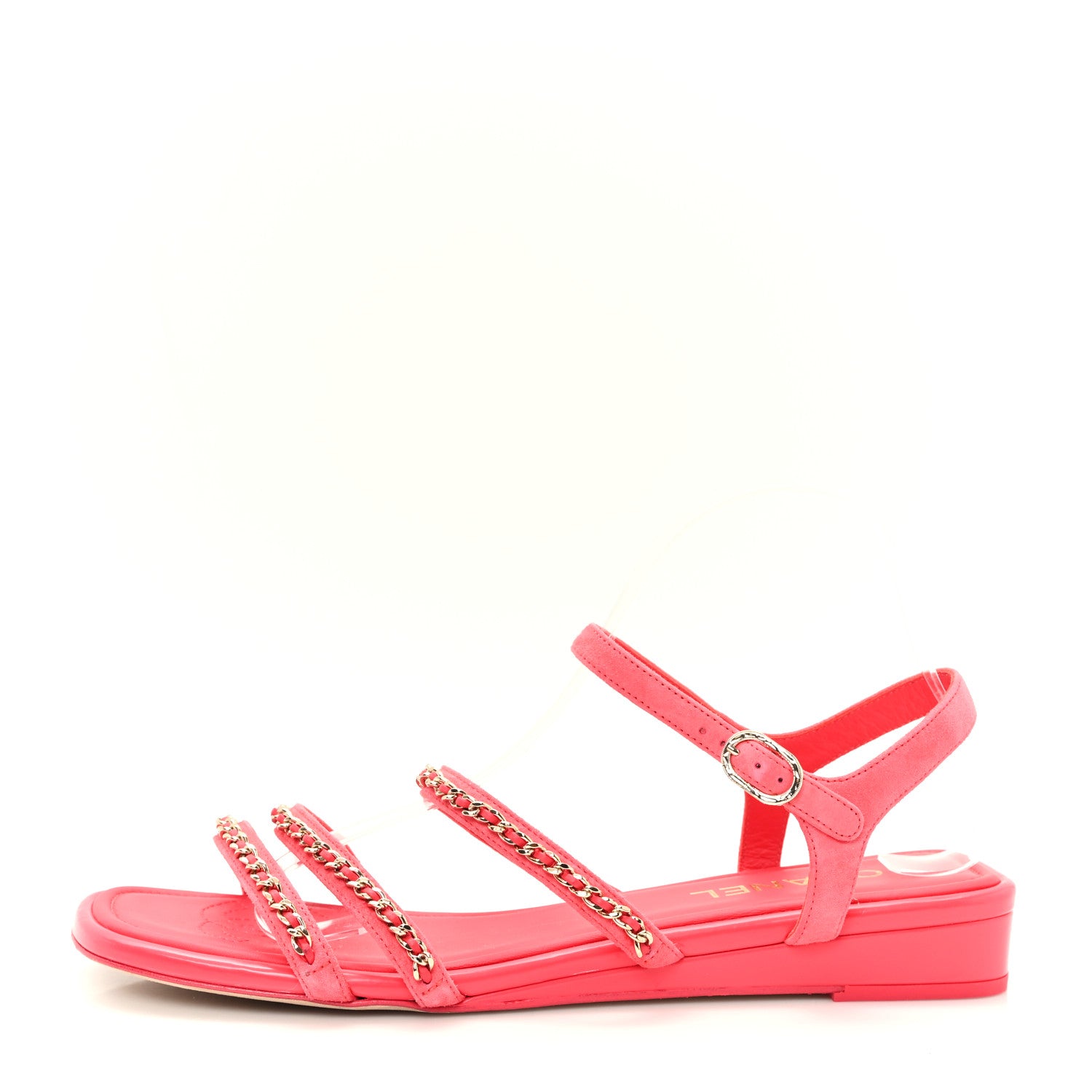 Chanel Suede Calfskin Chain Sandals 41 Fuchsia 1 of 9