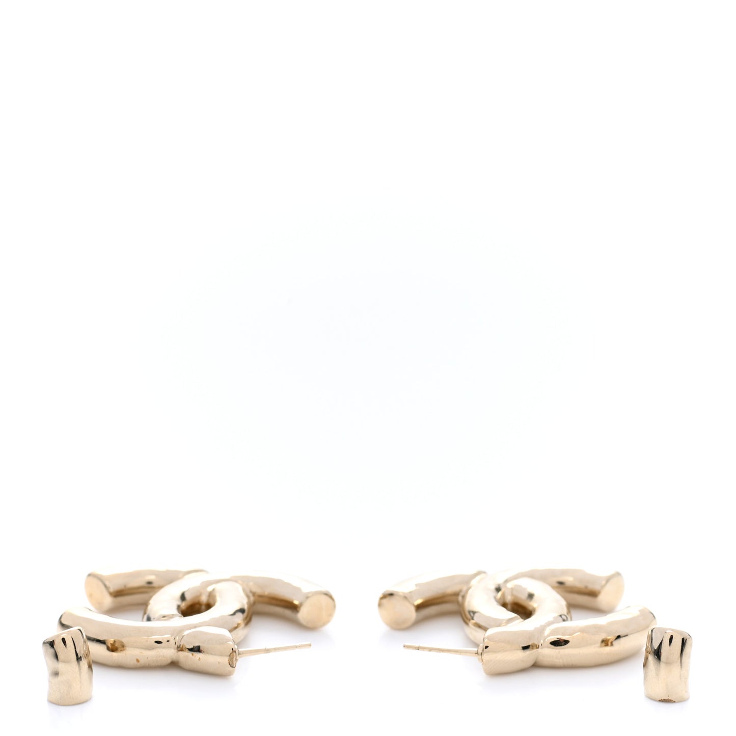 Metal Large CC Earrings Light Gold