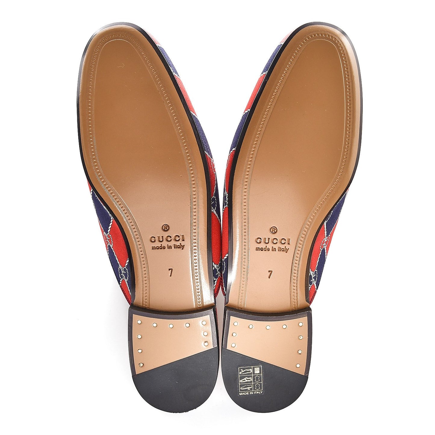 Mini GG Rhombus Chain Mens Princetown Slippers 7 Royal Bleuett Red