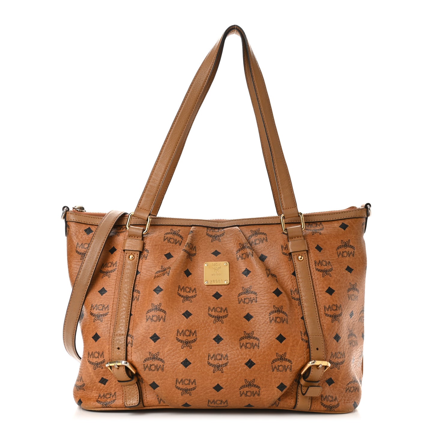Visetos Studded Medium Essentials Shopper Tote Cognac