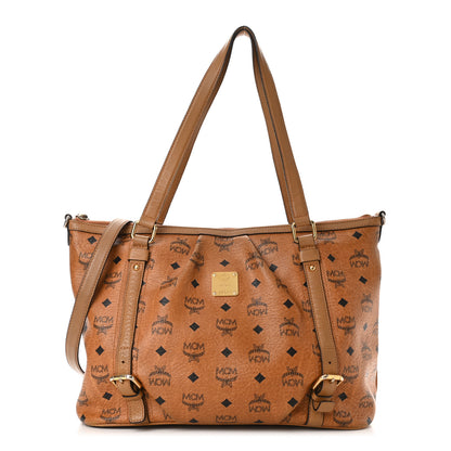 MCM Visetos Studded Medium Essentials Shopper Tote Cognac 1 of 12
