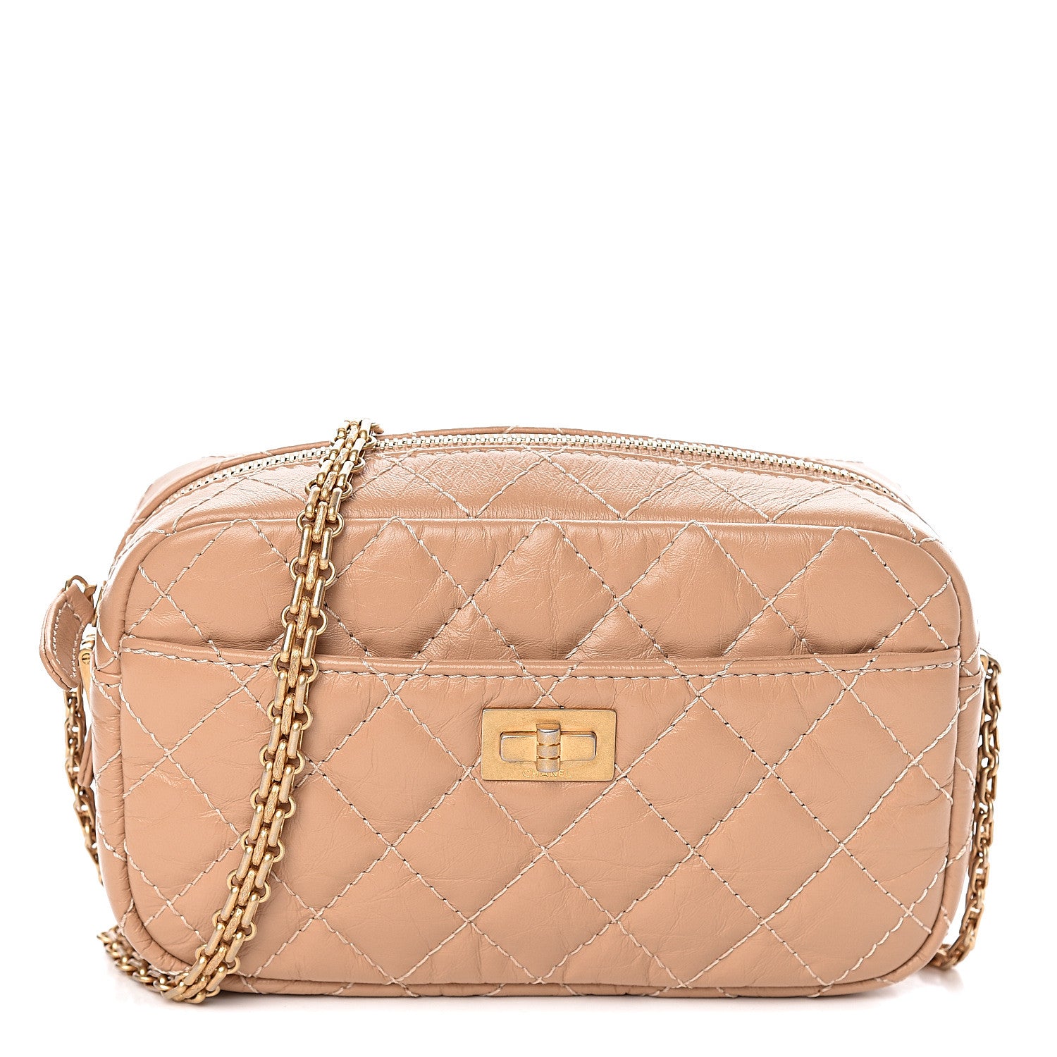 Chanel Aged Calfskin Quilted Mini Reissue Camera Case Beige 1 of 11