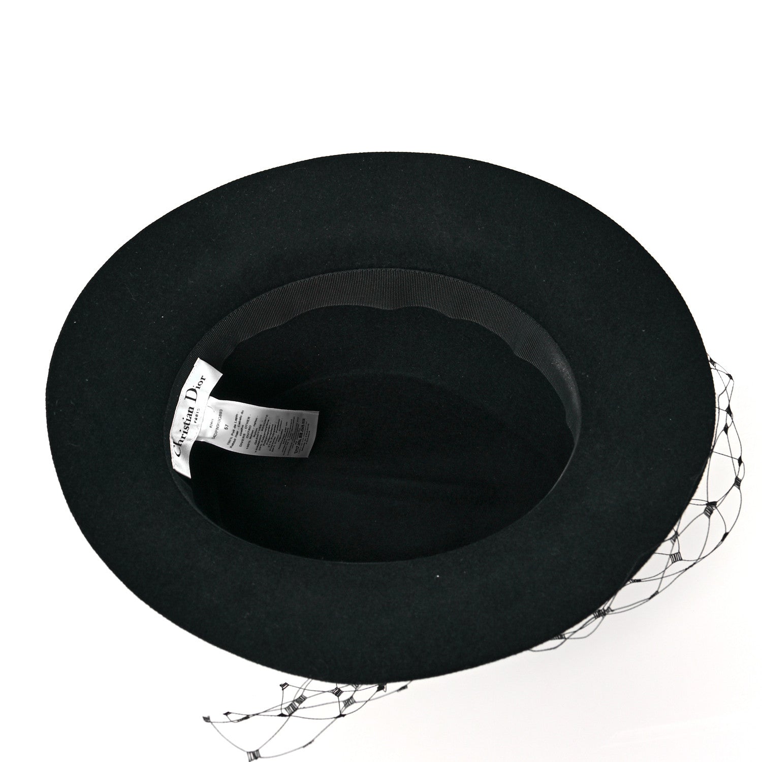 Christian Dior Rabbit Felt Veil Hat 57 Black 6 of 7