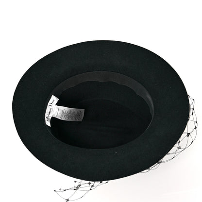 Christian Dior Rabbit Felt Veil Hat 57 Black 6 of 7